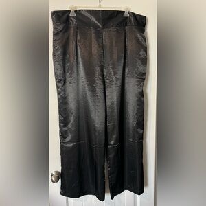 Unique Vintage Black Satin Trousers "1940s Black Satin High Waist Ginger Pants"